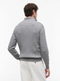 Grey Cable Knit Half-Zip Jumper  Men