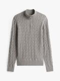Grey Cable Knit Half-Zip Jumper  Men