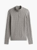 Grey Cable Knit Half-Zip Jumper  Men