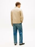 Beige Flag Embroidery Twill Shirt Jacket  Men