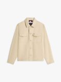 Beige Flag Embroidery Twill Shirt Jacket  Men