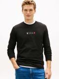 Negru T-Shirt Din Jerseu Cu Maneci Lungi Si Logo  Barbati