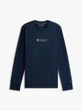 Blue T-Shirt Din Jerseu Cu Maneci Lungi Si Logo  Barbati