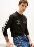 Negru T-Shirt Din Jerseu Cu Maneci Lungi Si Imprimeu  Barbati
