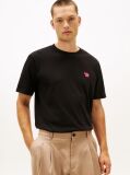 Negru T-Shirt Cu Croiala Lejera Si Logo  Barbati