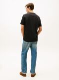 Negru T-Shirt Cu Textura Guler Rotund Si Logo  Barbati