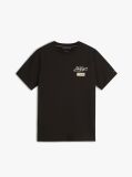 Negru T-Shirt Cu Textura Guler Rotund Si Logo  Barbati
