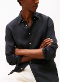 Black Regular Fit Washed Pure Linen Shirt  Men