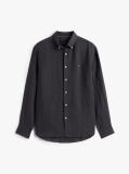Black Regular Fit Washed Pure Linen Shirt  Men