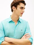 Blue Camasa Din In Pur Pique Washed Cu Croiala Regular  Barbati