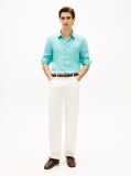 Blue Camasa Din In Pur Pique Washed Cu Croiala Regular  Barbati