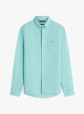 Blue Camasa Din In Pur Pique Washed Cu Croiala Regular  Barbati