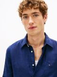 Blue Regular Fit Washed Pure Linen Shirt  Men