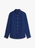 Blue Regular Fit Washed Pure Linen Shirt  Men