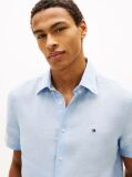 Blue Camasa Cu Maneca Scurta Din In Washed Cu Croiala Regular  Barbati