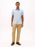 Blue Camasa Cu Maneca Scurta Din In Washed Cu Croiala Regular  Barbati