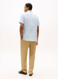 Blue Camasa Cu Maneca Scurta Din In Washed Cu Croiala Regular  Barbati
