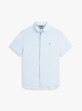 Blue Camasa Cu Maneca Scurta Din In Washed Cu Croiala Regular  Barbati