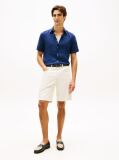 Blue Regular Fit Washed Linen Short Sleeve Shirt  Men