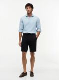 Negru Denton Pantaloni Scurti Twill Cu Croiala Slim Si Curea 9.5"  Barbati