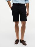 Negru Denton Pantaloni Scurti Twill Cu Croiala Slim Si Curea 9.5"  Barbati