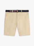 Bej Denton Pantaloni Scurti Twill Cu Croiala Slim Si Curea 9.5"  Barbati