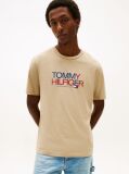 Beige Logo Graphic Crew Neck T-Shirt  Men