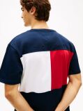 Blue Tricou Relaxat Din Jersey Cu Steag Brodat  Barbati