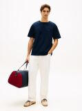 Blue Tricou Relaxat Din Jersey Cu Steag Brodat  Barbati
