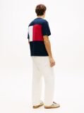 Blue Tricou Relaxat Din Jersey Cu Steag Brodat  Barbati