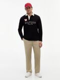 Negru Polo Rugby Cu Logo Appliqué Si Croiala Lejera  Barbati