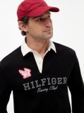 Negru Polo Rugby Cu Logo Appliqué Si Croiala Lejera  Barbati