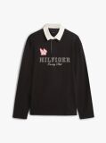Negru Polo Rugby Cu Logo Appliqué Si Croiala Lejera  Barbati