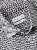 Black Slim Fit Gingham Check Poplin Shirt  Men