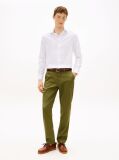 Green Denton Honeycomb Texture Straight Leg Chinos  Men