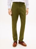 Green Denton Honeycomb Texture Straight Leg Chinos  Men