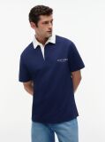 Blue Polo Pique Cu Croiala Clasica  Barbati
