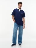 Blue Polo Pique Cu Croiala Clasica  Barbati