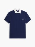 Blue Polo Pique Cu Croiala Clasica  Barbati