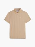 Beige Regular Fit Tonal Stripe Polo Shirt  Men