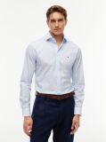 Blue Slim Fit Micro Print Poplin Shirt  Men