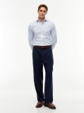 Blue Slim Fit Micro Print Poplin Shirt  Men