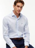Blue Slim Fit Micro Print Poplin Shirt  Men
