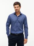 Blue Camasa Din Poplina Cu Croiala Slim Si Micro Imprimeu  Barbati