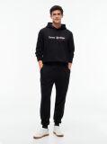 Negru Hanorac Cu Fleece Logo Si Cordon  Barbati