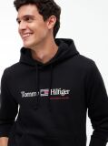 Negru Hanorac Cu Fleece Logo Si Cordon  Barbati