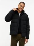 Negru Geaca Puffer Cu Gluga Si Strat Dublu  Barbati