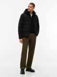 Negru Geaca Puffer Cu Gluga Si Strat Dublu  Barbati