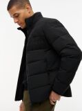 Negru Geaca Puffer Cu Gluga Si Strat Dublu  Barbati