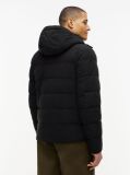 Negru Geaca Puffer Cu Gluga Si Strat Dublu  Barbati